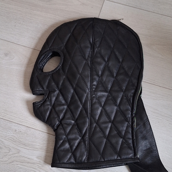 Black Head Mask Bondage leather mask Unisex erotic mask